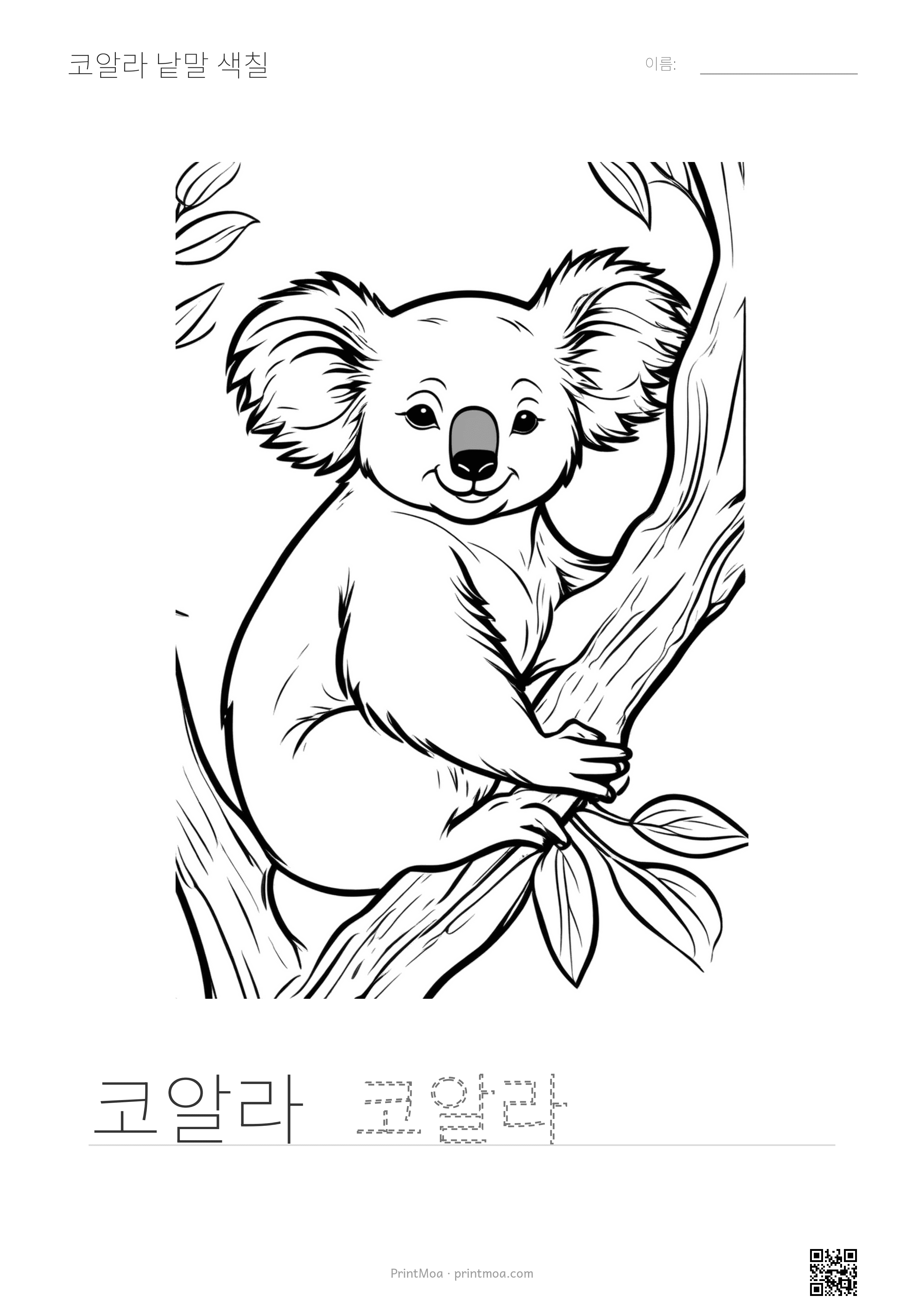 코알라 낱말 색칠