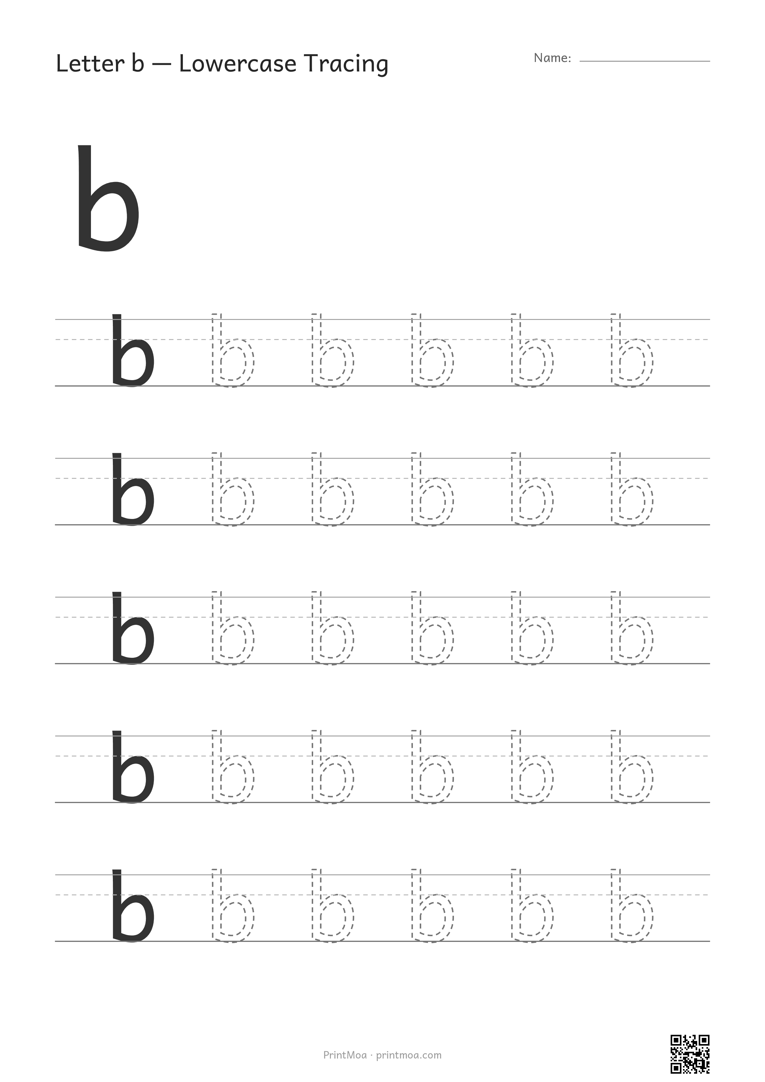 Letter b Lowercase Tracing Worksheet
