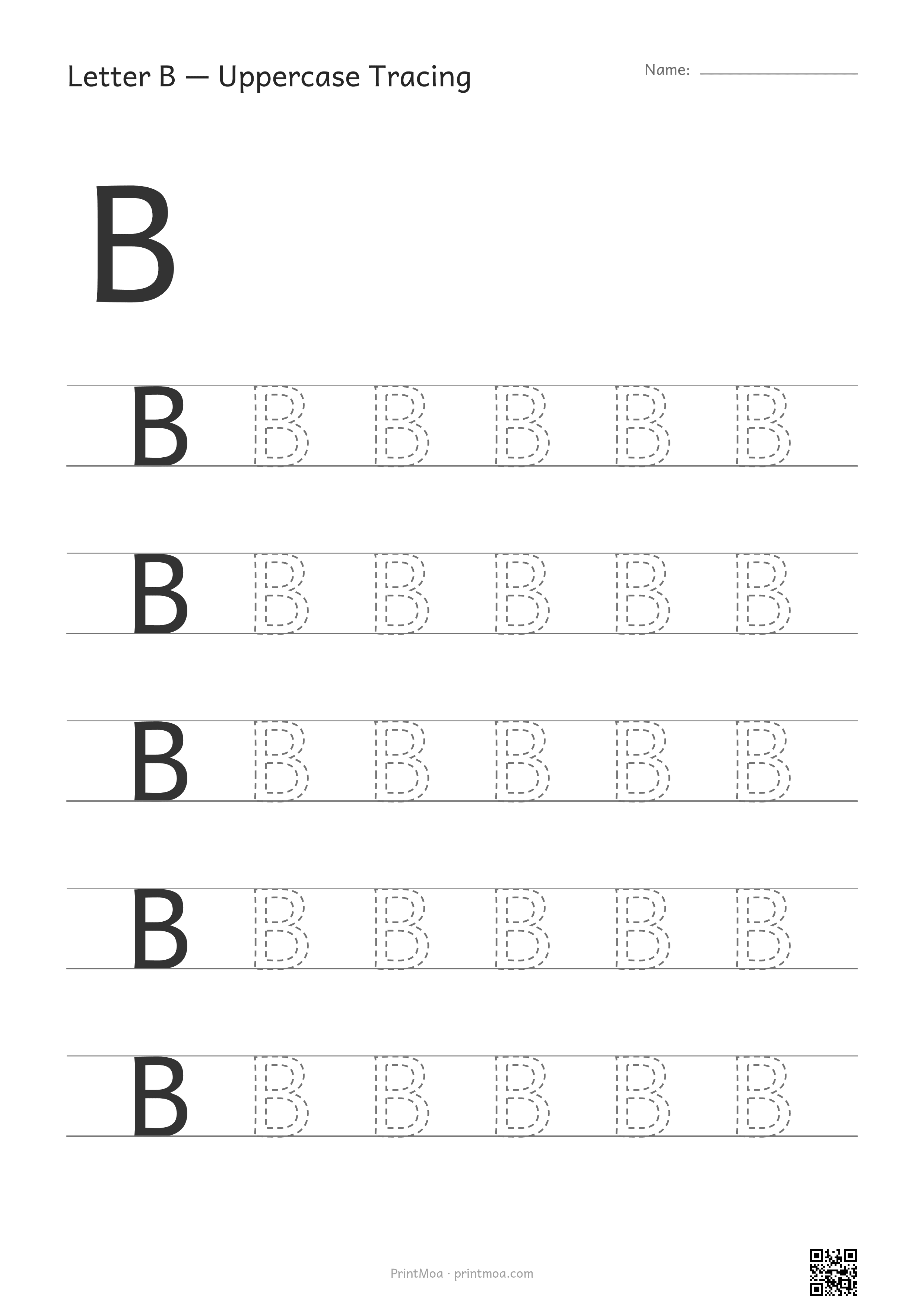 Letter B Uppercase Tracing Worksheet