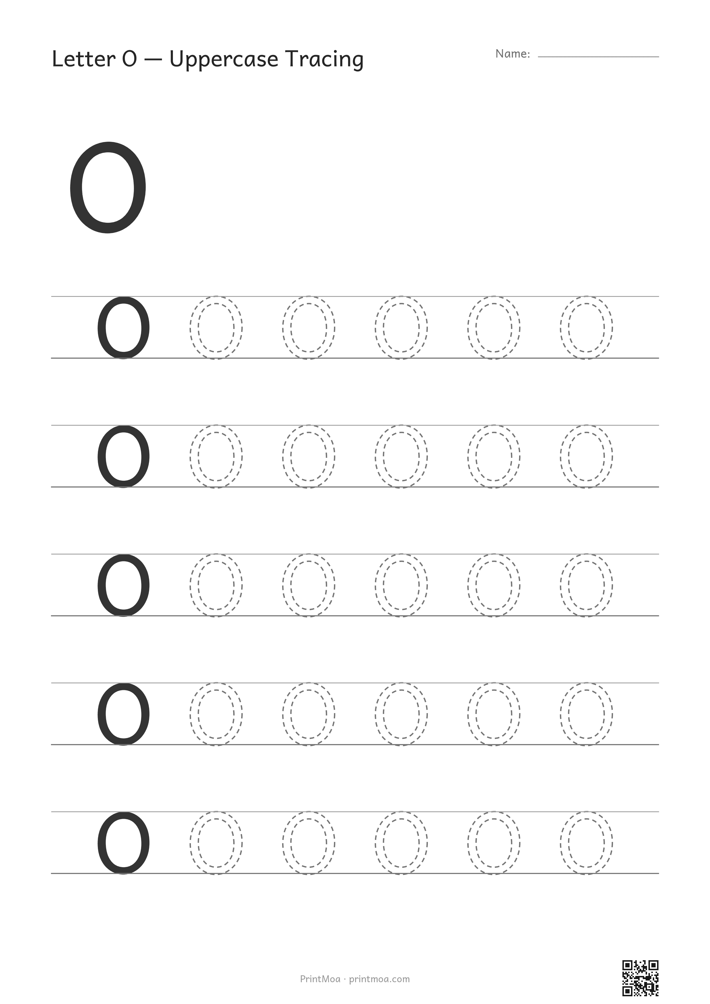 Letter O Uppercase Tracing Worksheet