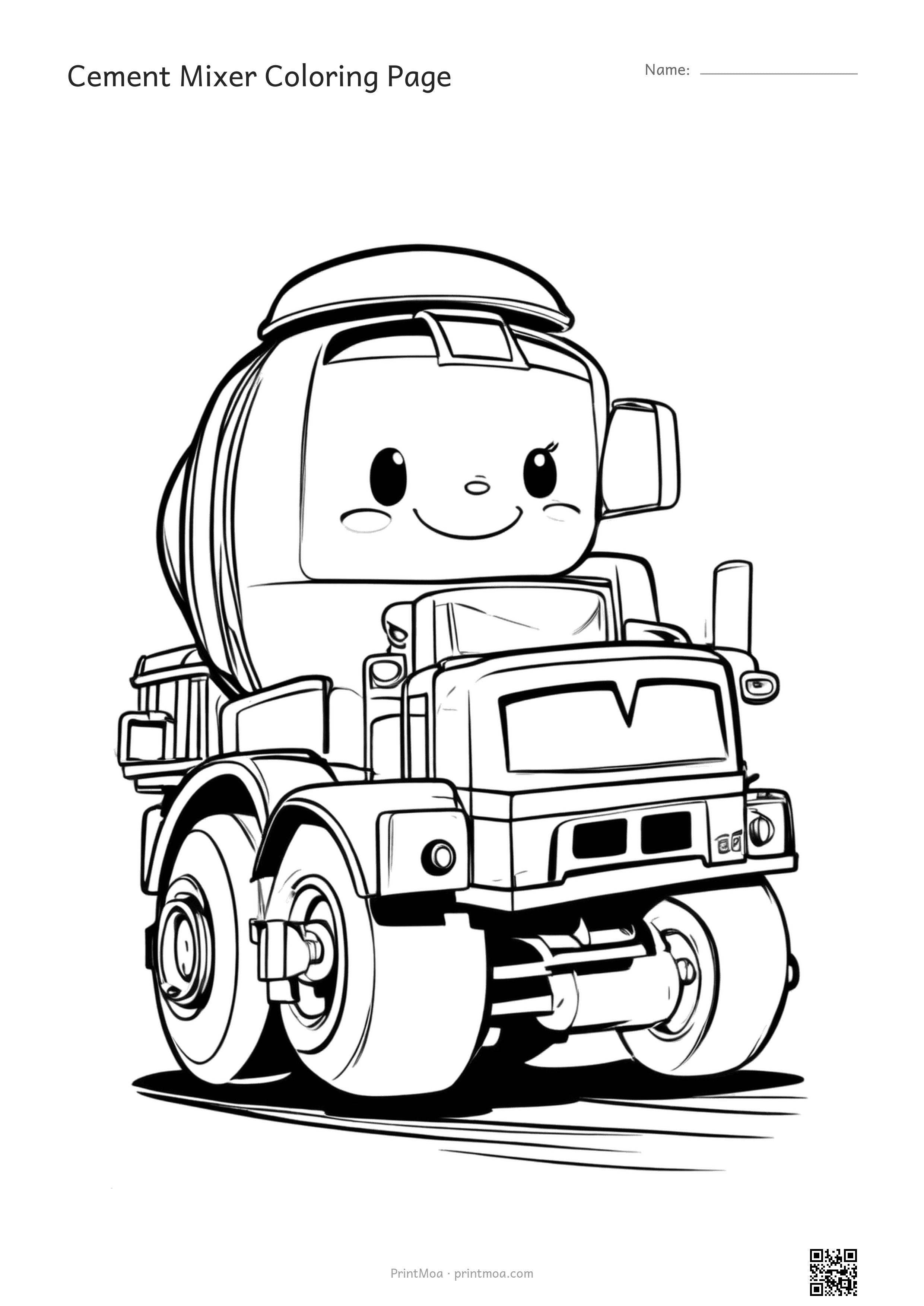 Cement Mixer Coloring Page