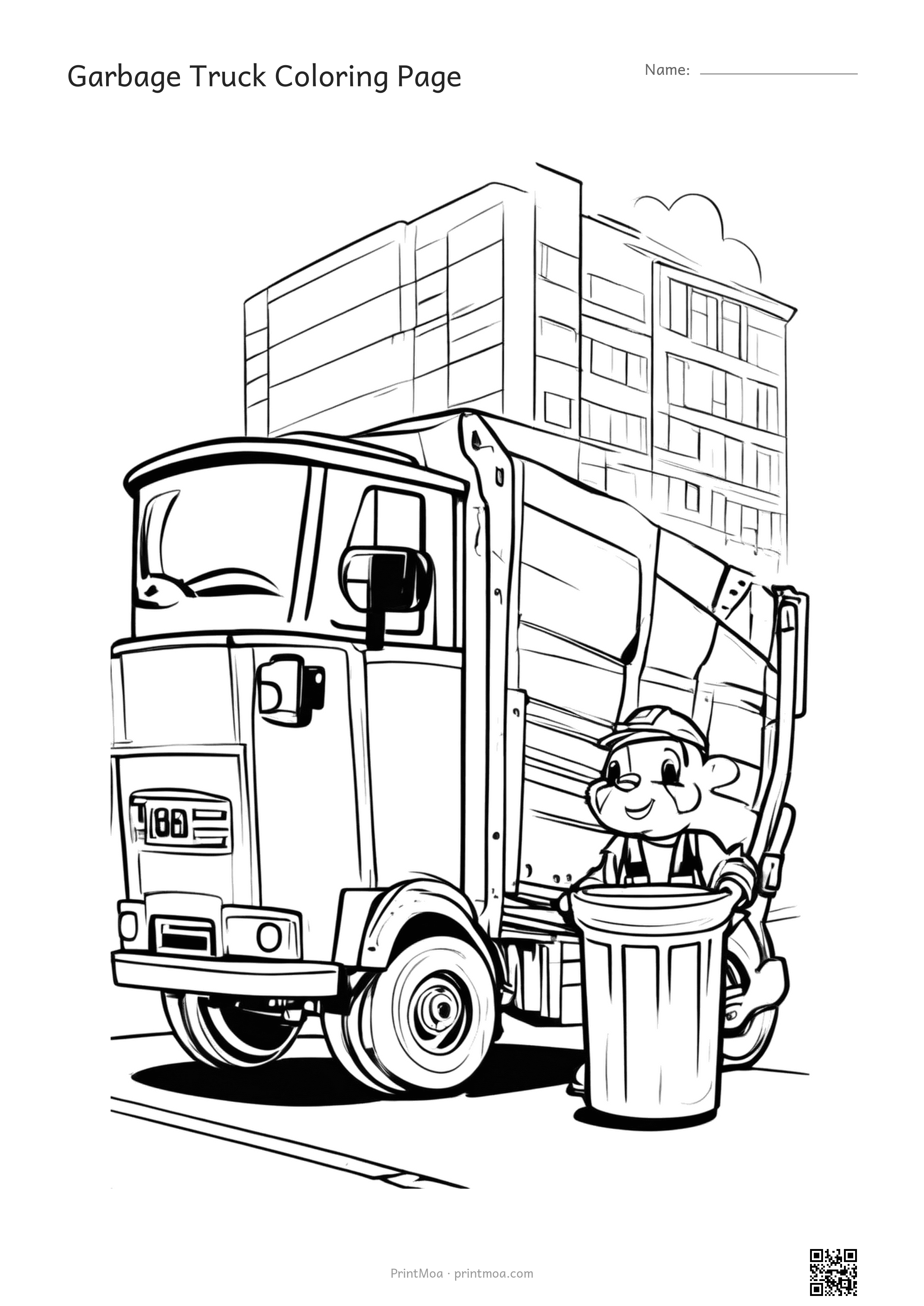 Garbage Truck Coloring Page