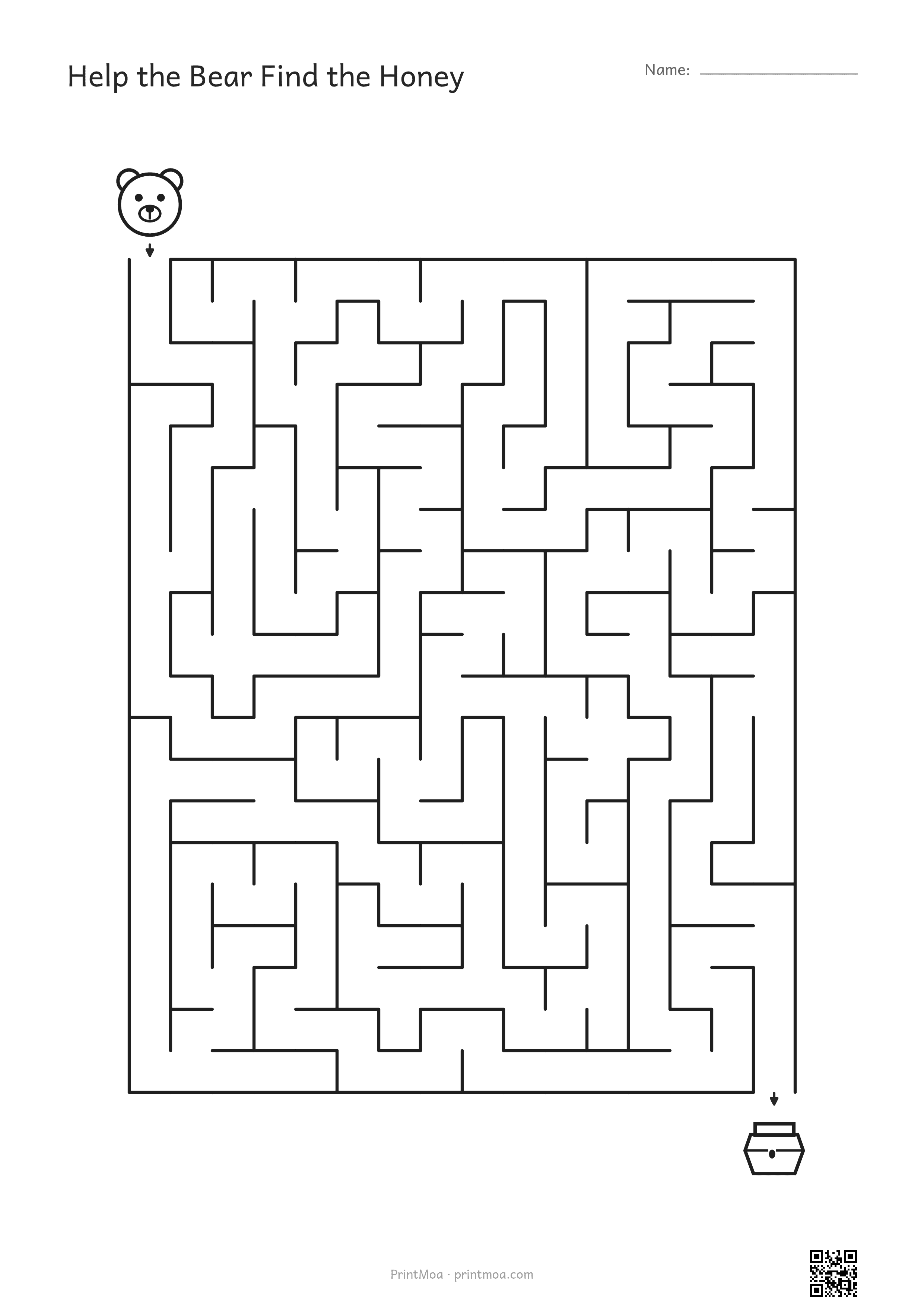 Help the Bear Find the Honey — Hard Maze