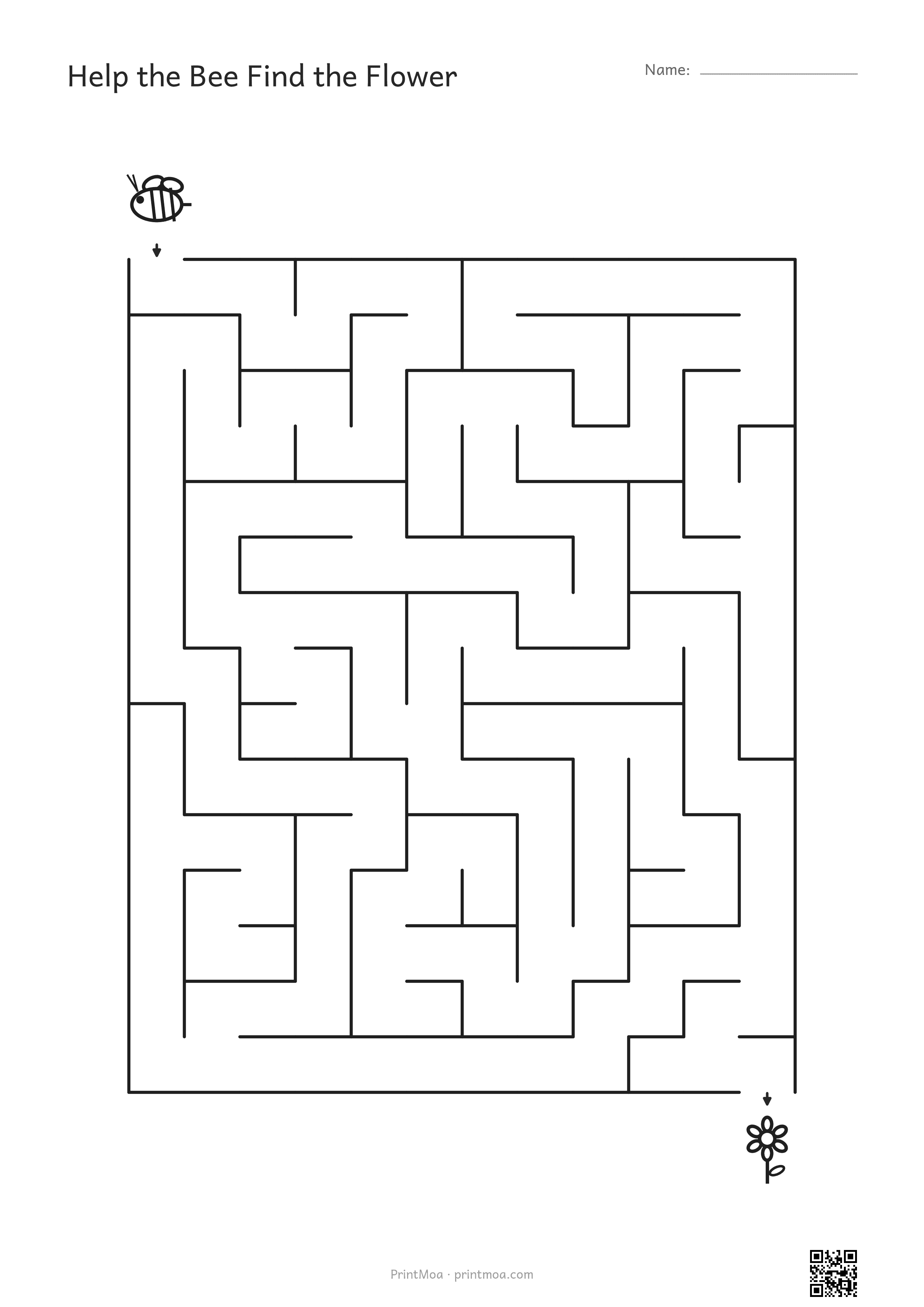 Help the Bee Find the Flower — Medium Maze