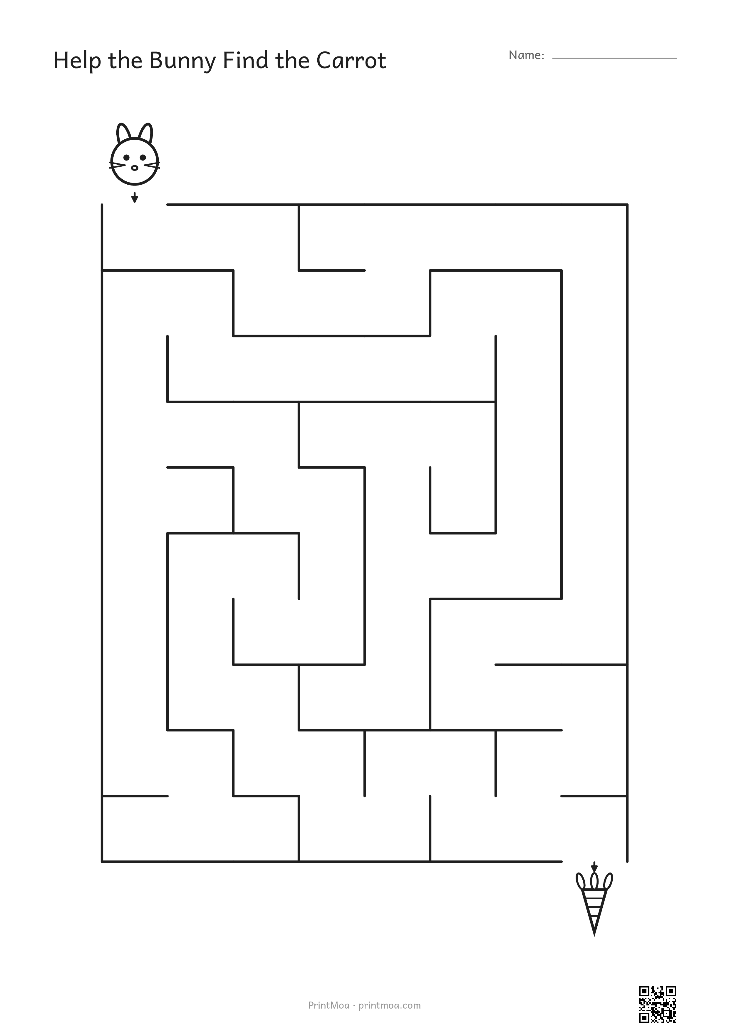 Help the Bunny Find the Carrot — Easy Maze