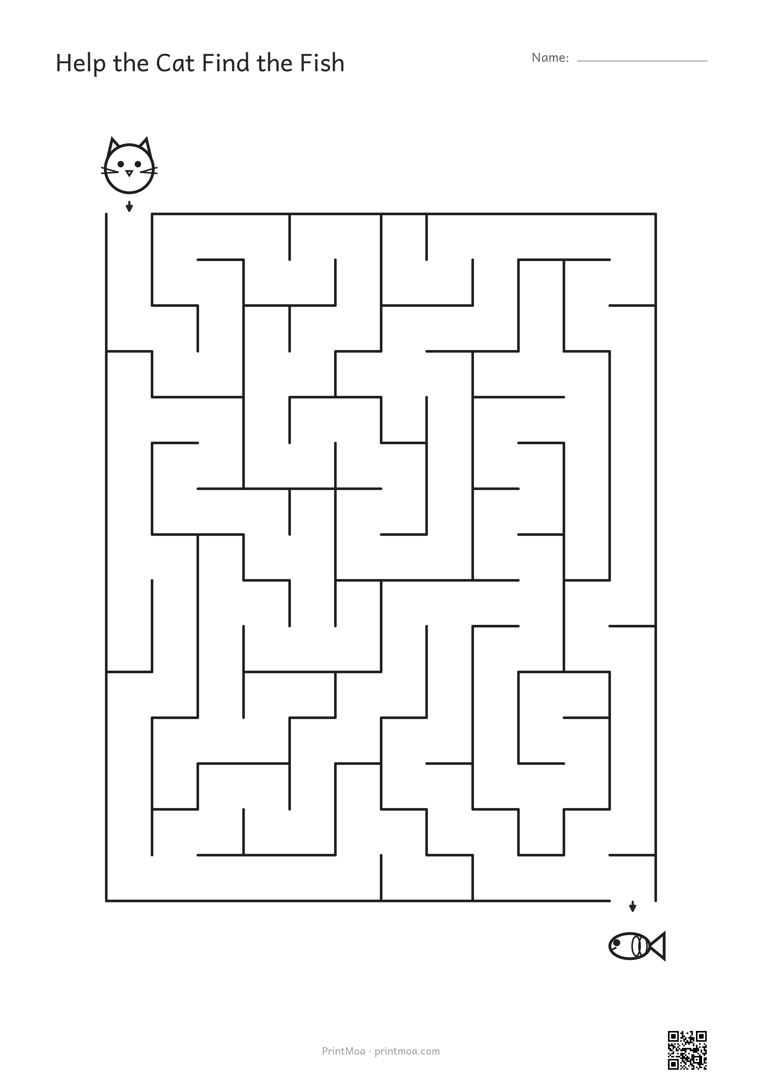 Help the Cat Find the Fish — Medium Maze