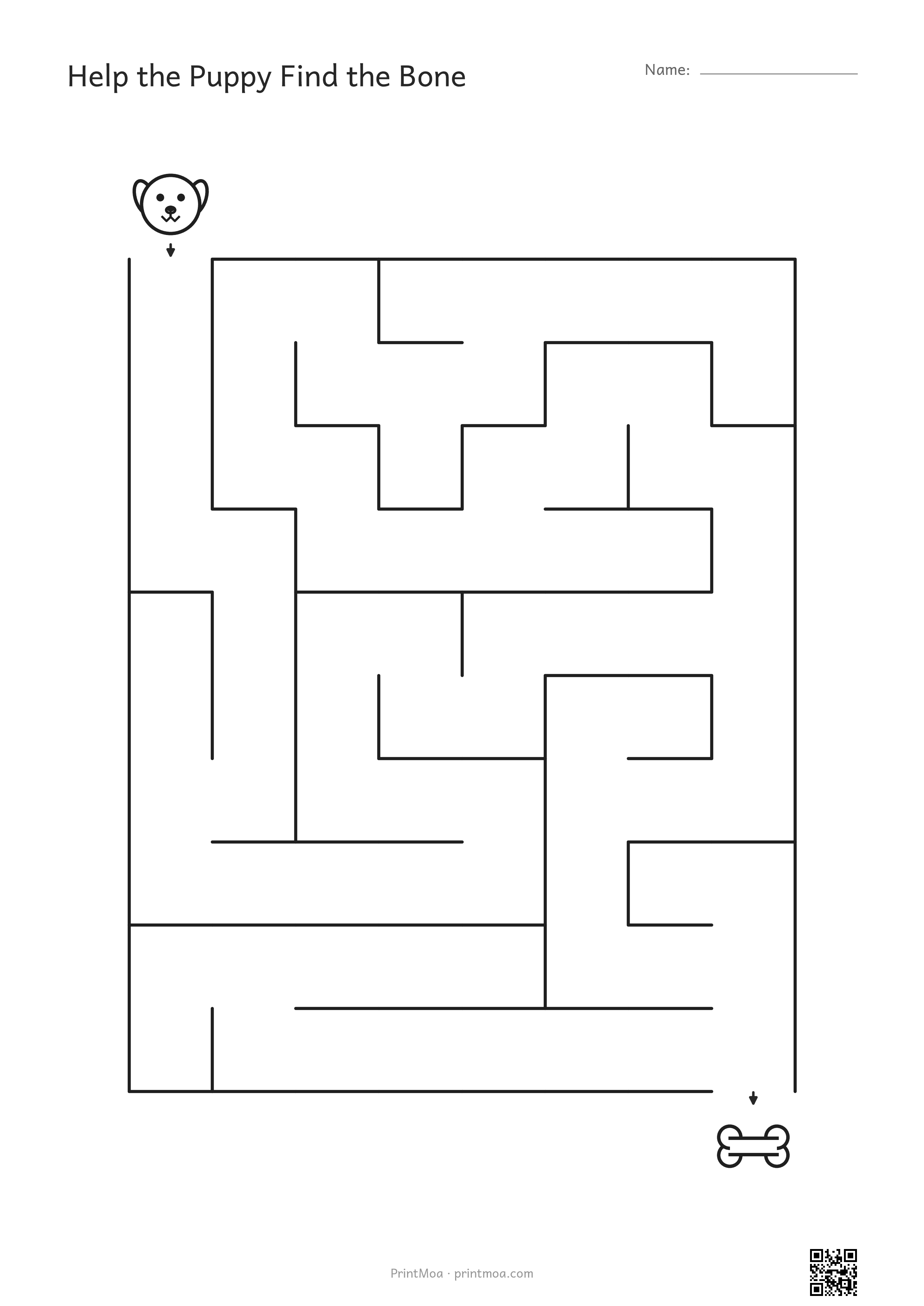 Help the Puppy Find the Bone — Easy Maze
