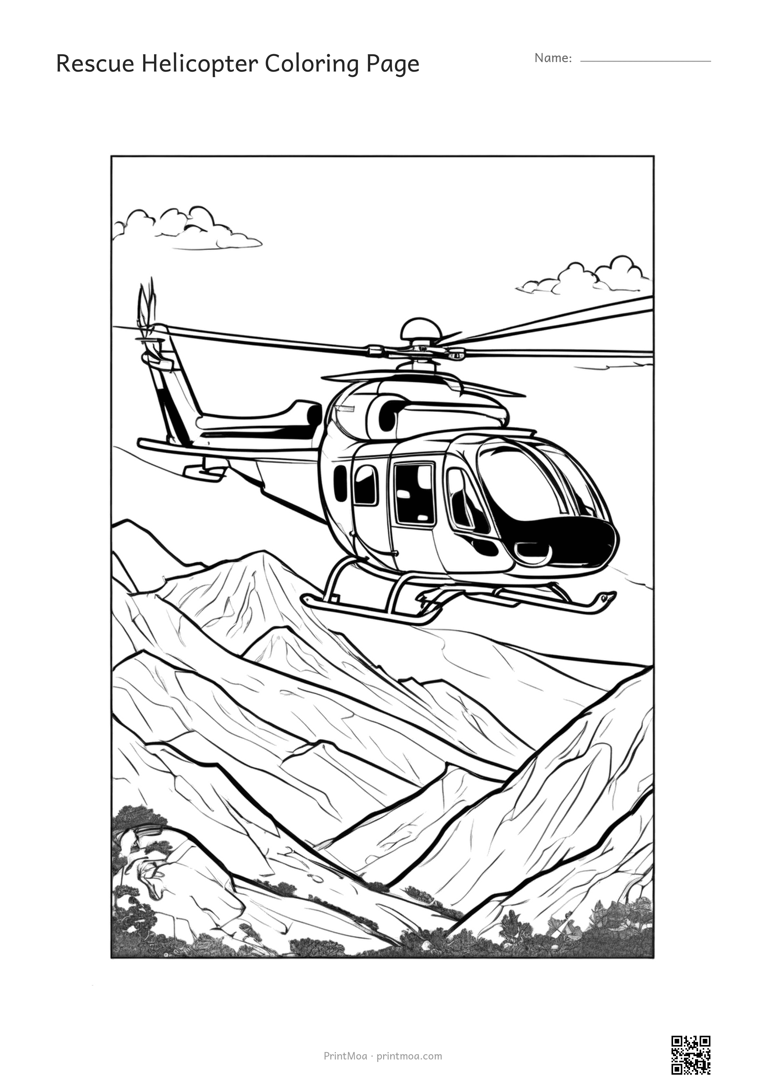 Rescue Helicopter Coloring Page